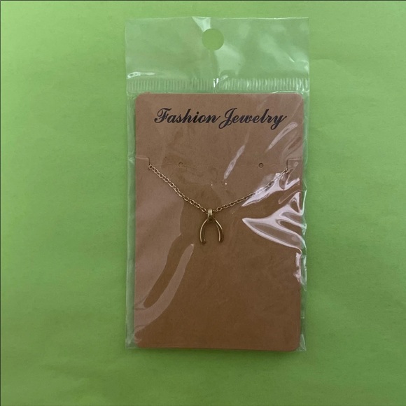 NWT Wishbone Dainty Pendant Necklace Gold - Picture 2 of 6